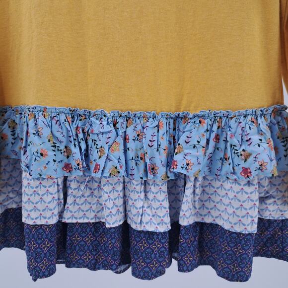 Matilda Jane Top S Make Believe Weekend Vibes Long Sleeve Ruffle Yellow Blue - Picture 6 of 9